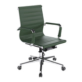 Nautilus Designs Aura Contemporary Medium Back Bonded Leather Executive Office Chair With Fixed Arms Forest Green - BCL/8003/FGN DD